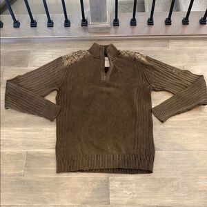 Buckle Men's Brown Quarter Zip Up Sweater Large